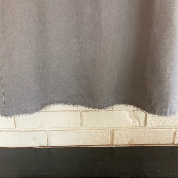 garnet hill 100% Linen Fringe-Hem A-Line Dress Pockets Boho Lagenlook Coastal 8 - Picture 5 of 10